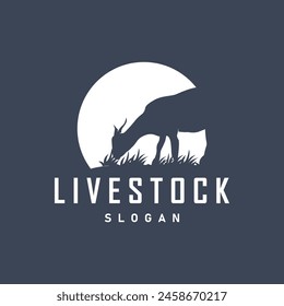Goat logo design vector goat farm illustration cattle livestock silhouette retro rustic