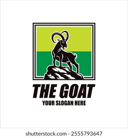 Goat logo design vector goat farm illustration cattle livestock silhouette retro