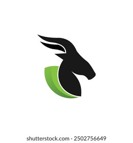 Goat logo design vector with leaf concept  modern unique style