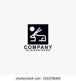 Goat Logo Design Vector Template Isolated In Square Black Colour.