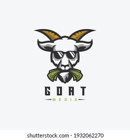 goat logo design with vector for template