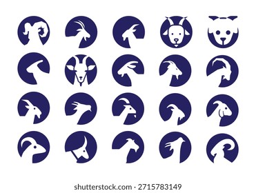 Goat Logo Element Icon Set