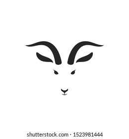 Goat. Logo. Farm animal. Isolated goat head with horns on white background