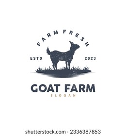 Goat logo, Goat Farm Inspiration Design, Vector Cattle Livestock, Rustic Retro Vintage Silhouette