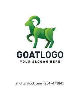 Ilustración colorida del icono del Vector del gradiente del logotipo de la cabra