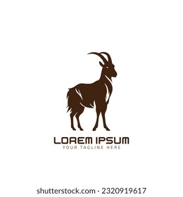 Goat logo icon. poster for Butchery meat shop, goat silhouette. silhouette goat on white background. Vector Illustration