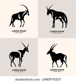 Goat logo icon. poster for Butchery meat shop, deer silhouette. icon goat on white background