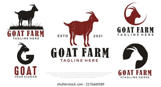 goat logo icon set design vector