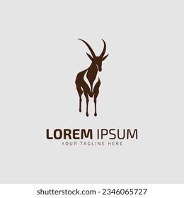goat logo icon or Stand oryx on grey background Goat or oryx Simple Template Design silhouette.