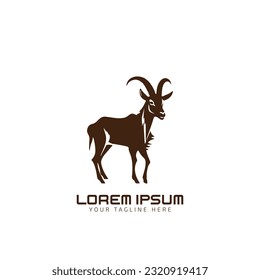 Goat logo icon. Vintage logo, poster for Butchery meat shop, goat silhouette. Logo template for meat business, meat shop. silhouette goat. Vector Illustration