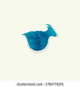 goat logo, inspiration logo from the feathers in gradient blue