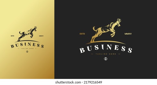 Goat logo with luxurious and elegant gold color