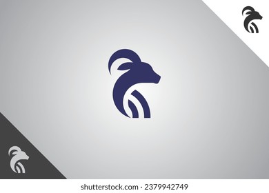 Goat logo. Minimal and modern logotype. Perfect logo for business related to agriculture industry, wheat farm, farm field, natural harvest, breeder. Isolated background. Vector eps 10.