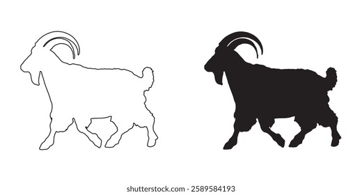 Goat Logo Silhouette - Sleek Goat Vector for Business Use
