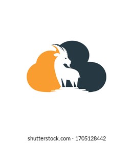 Goat Logo Template vector design. A beard goat in cloud shape logo concept.