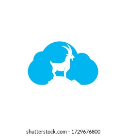 Vorlage für Ziegenlogos Eine Bartziege in Cloud-Form Logo Konzept.