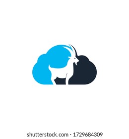 Vorlage für Ziegenlogos Eine Bartziege in Cloud-Form Logo Konzept.
