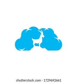 Goat Logo Template vector design. A beard goat in cloud shape logo concept.