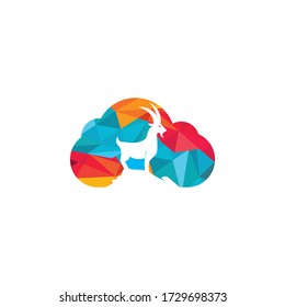 Goat Logo Template vector design. A beard goat in cloud shape logo concept.