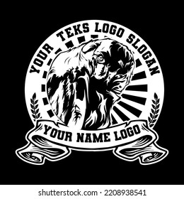 Goat Logo Vector Black White. For emblems, labels, symbol, badge, icon, sticker on catching fish. Fish logo design vector template 