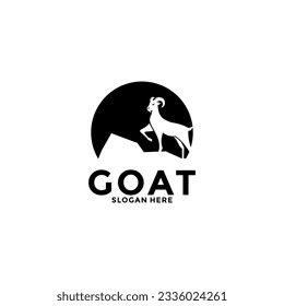 Goat logo vector design. Creative Goat Circle and Mountain logo design, modern company logo