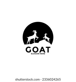 Goat logo vector design. Creative Goat Circle and Mountain logo design, modern company logo