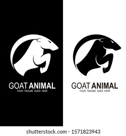 Goat logo vector drawing, Silhouette of the goat, monochrome logo.