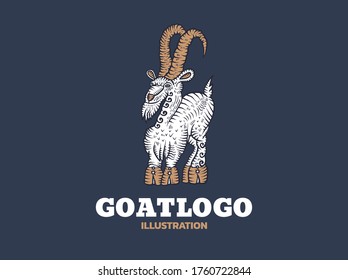 Ziegenlogo- Vektorgrafik. Emblem-Design auf schwarzem Hintergrund
