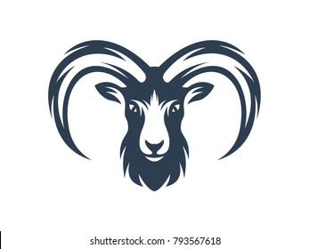 goat logo vector illustration, head goat 
 icon vector