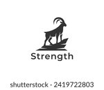 goat logo vector illustration. ibex goat mountain logo template	