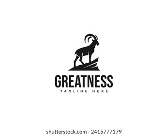 goat logo vector illustration. ibex goat mountain logo template