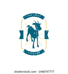 Goat Logo Vintage Badge Vector