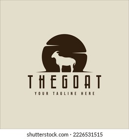 goat logo vintage vector illustration template icon graphic design. animal sign or symbol for livestock and ranch business
