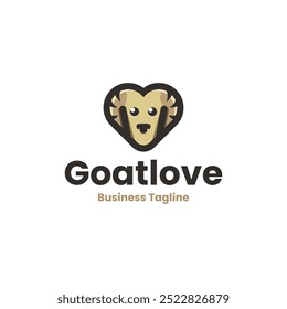 goat love mascot logo vector