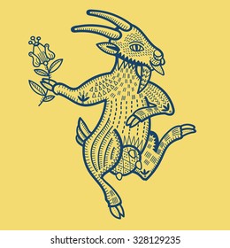 goat lubok folk style