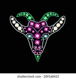goat made of colored gems