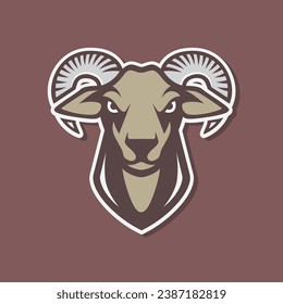 goat male rounded horn livestock mountain cattle modern mascot character cartoon sticker colorful logo design vector icon illustration