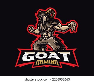 Goat man mascot logo design. Vector illustration goat monster. Logo illustration for mascot or symbol and identity, emblem sports or e-sports gaming team