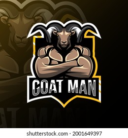 Goat man mascot logo esport design