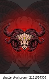 Goat with many horns vector illustration