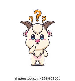 goat mascot cartoon character vector illustration is confused.
Design element for poster, brochure, web, mascot, sticker, logo and icon.