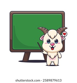 goat mascot cartoon character vector illustration with blackboard.
Design element for poster, brochure, web, mascot, sticker, logo and icon.