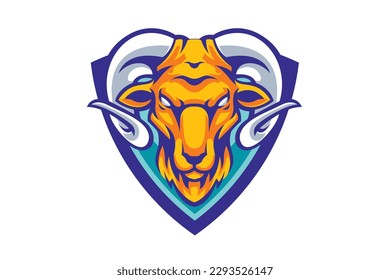 Caricatura del logotipo de la mascota de la cabra diseño de ilustración vectorial