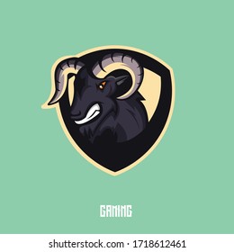 Goat mascot logo design with modern illustration concept style for badge, emblem and t shirt printing. Angry goat illustration for sport and e-sport team.
