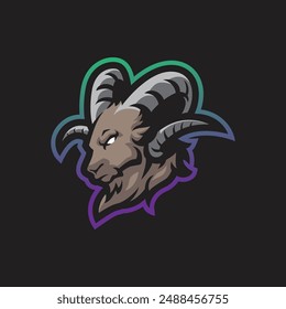 Goat mascot logo design vector with modern illustration concept style for badge, emblem and t shirt printing. Goat head illustration.