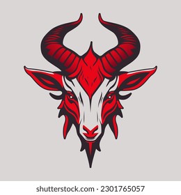 Goat Mascot Logo for Game and Sports Devil Style Red and Black