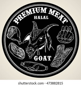 goat menu poster sketch drawing on the chalkboard