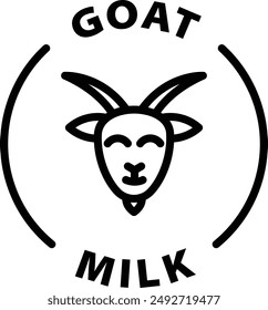 goat milk black outline icon round rounded circle badge stamp label isolated on transparent background