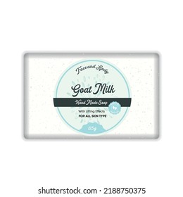Plantilla de empaquetado de la barra de jabón de leche de cabra vectorial.Formato de la etiqueta de barra de jabón.