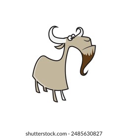 Goat monochrome logo, vector goat cartoon design